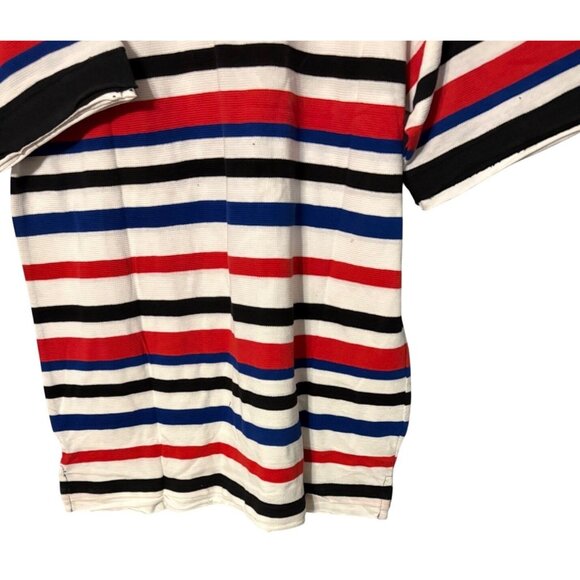 Roadblock Mens L Stripe Polo Shirt Red/Blue/Black/White Cotton Short Sleeve NWT - Picture 4 of 10